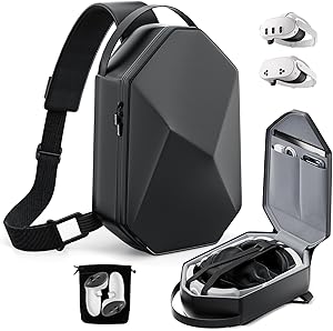 Funda para Meta Quest 3S/Quest 3/Quest 2/Vision Pro/Pico 4, Estuche RíGido de Viaje Compatible con Kiwi Design/BOBOVR Elite Correa de BateríA y Accesorios de Controladores, Mochila de Hombro Cruzada Funda para Meta Quest 3S/Quest 3/Quest 2/Vision Pro/Pico 4, Estuche RíGido de Viaje Compatible con Kiwi Design/BOBOVR Elite Correa de BateríA y Accesorios de Controladores, Mochila de Hombro Cruzada
